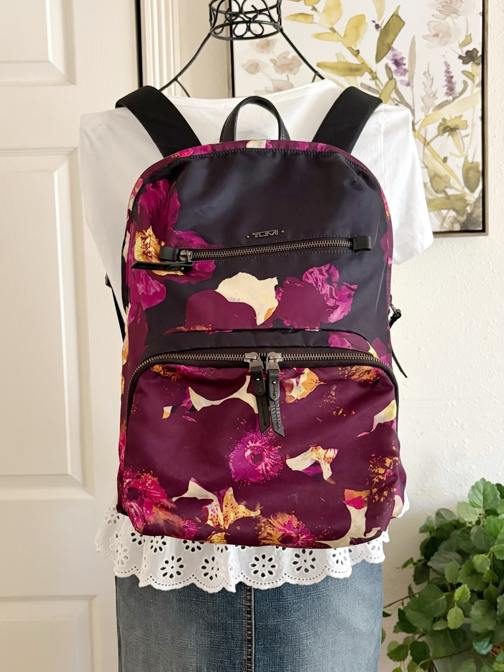 Tumi Floral Plum and Cream Women's Backpack